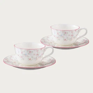 Noritake Cutie Rose Coffee Cup Saucer Pair Bone China 225ml Gift Box - Picture 1 of 7