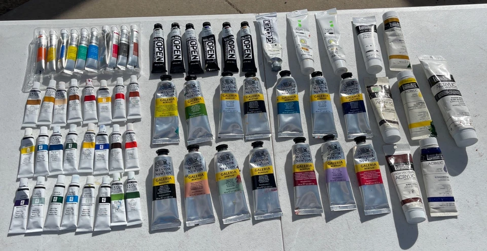 Huge Lot Of Acrylic Paint Winsor Newton Galleria Liquitex Golden - Image 1 of 4