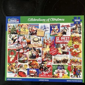 Celebration of Christmas 1000 Piece Puzzle (White Mountain) MINT w/ poster - Picture 1 of 6