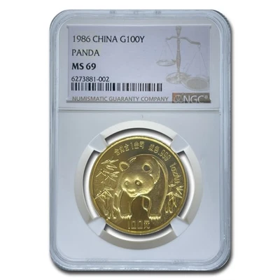 1986 China 1 oz Gold Panda MS-69 NGC - Image 1 of 3