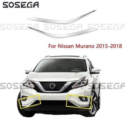 Par de parachoques delantero izquierdo derecho molduras cromadas para Nissan Murano 2015-2018 Foto 1 de 4