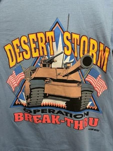 Vintage Desert Storm Shirt Single Stitch Operation Break-Thru Abrams Tank Blue - Picture 1 of 7