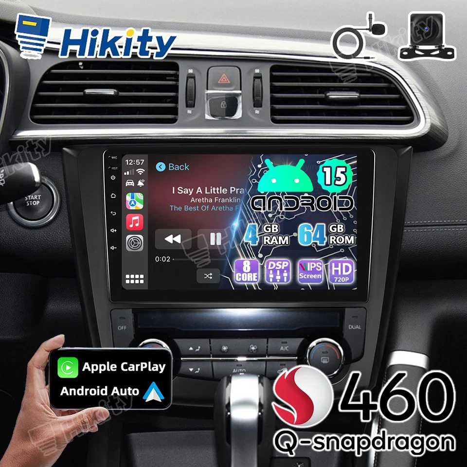 HIKITY 8Core 4+64GB Android 15 Carplay Radio RDS Navi DSP WIFI per Renault Kadjar 15-19
