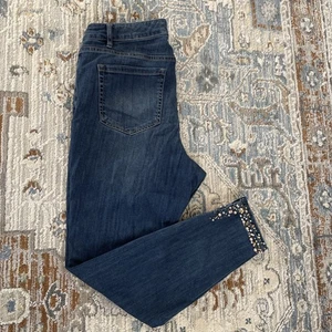 Lane Bryant Mid-Rise Skinny Flex Magic Waistband Signature Fit Beaded Jeans 14 - Picture 1 of 7