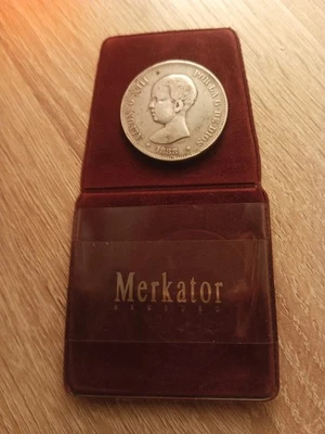 SPANIEN  5 Peseten  Alfonso  XIII.  1888  ( 1836 - 1931 )  900er Silbermünze vz - Bild 1 von 4