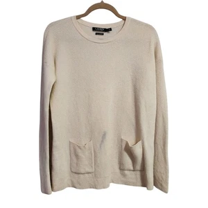 LAUREN RALPH LAUREN 100% Kaschmir Creme Pullover Taschen fleckig Größe M - Bild 1 von 7