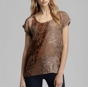 Blusa Top Eileen Fisher Sea Spray Estampado 100% Seda Cuello Redondo Talla S - Imagen 1 de 8