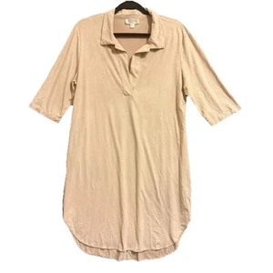 Womens Casual Faux Suede Fall Neutral Tan Tunic Dress L Luxe Basic Boho - Picture 1 of 7