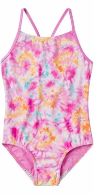 Speedo Girls Thin Strap One Piece Swimsuit Watercolor Pink Size Small - Image 1 of 4