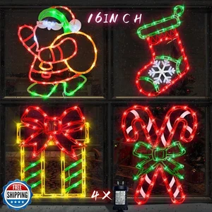 TRWYMZ 16" Weihnachten Fenster Silhouette Lichter - 4er Pack Farbe beleuchtet Weihnachten - Bild 1 von 5