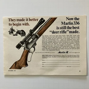 Marlin 336 Lever Rifle Vintage Print Ad 1965 - Picture 1 of 3