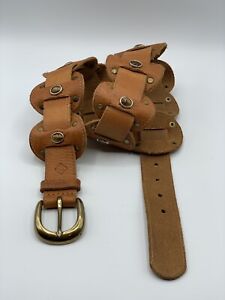 Handmade Western MEDIUM Tan Leather Studded Concho Statement Waist Belt