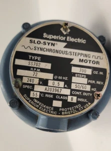 SUPERIOR ELECTRIC SYNCHRONOUS/ STEPPING MOTOR, SS702, 7 RPM, 240 VOLTS/ USED - Picture 1 of 4
