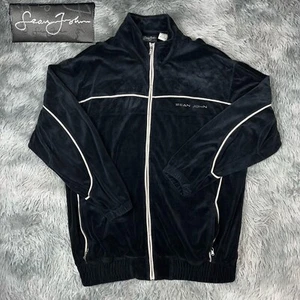 Vintage 2000’s SEAN JOHN Men's Y2k Black White Full Zip Velour Track Jacket 2XL - Bild 1 von 15