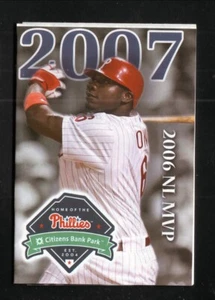 Philadelphia Phillies--Ryan Howard--2007 Pocket Spielplan--Modelle - Bild 1 von 2