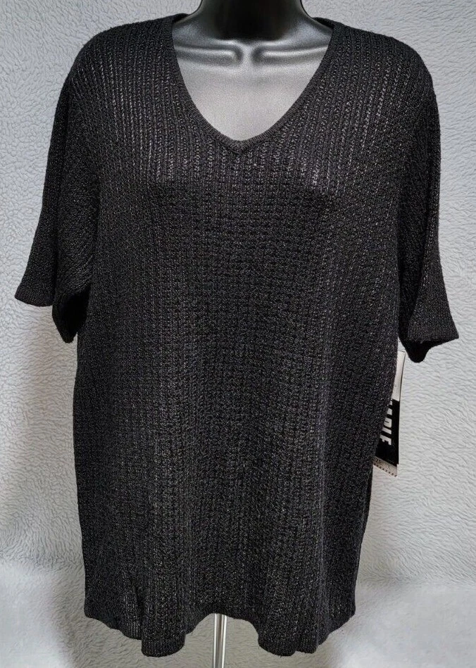 Sag Harbor Mujer Suéter Camisa Top Blusa Talla 1X Negro Seda NUEVO Foto 1 de 4
