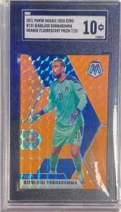 GIANLUIGI DONNARUMMA 2021-22 MOSAIC ORANGE FLOURESCENT PRIZM #D /25 SGC 10 POP 2 - Picture 1 of 2