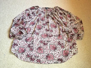 Womens Top-CHAPS RALPH LAUREN-red/wht paisley silky sheer BOHO peasant tunic-1X - Picture 1 of 4