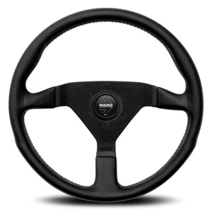 Genuine MOMO Montecarlo Black Leather 350mm Steering Wheel - Picture 1 of 3