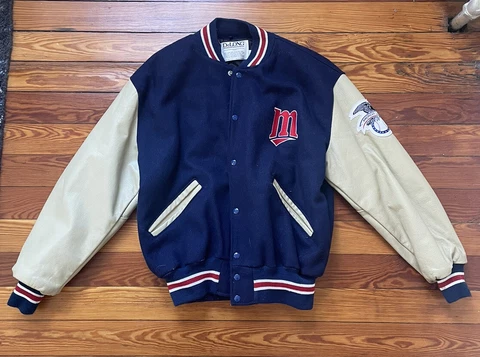 Vintage Minnesota Twins Letterman Wool Leather Jacket DeLong Men’s Large Made US Cover