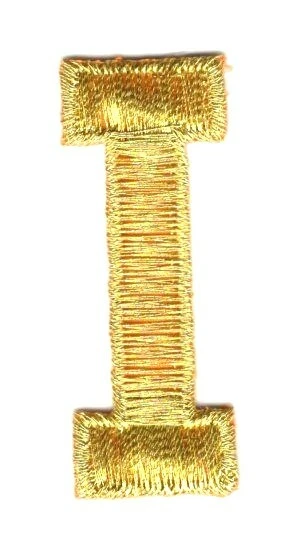 LETTERS-GOLD METALLIC 1 3/4" LETTER "I" - Iron On Embroidered Applique - Image 1 of 1