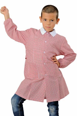 GREMBIULE ISACCO Divisa Unisex Bambino Asilo Materna Quadrettini Rosso 000267