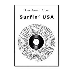 Beach Boys Poster, Surfin’ USA Vinyl, The Beach Boys Lyric Print, A4 Gift. - Picture 1 of 4