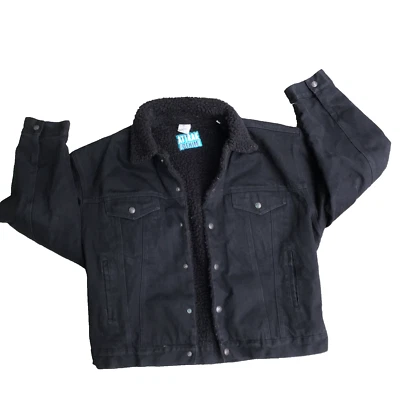Vintage Attrak Denim Sherpa Jean Jacket Men XL Black - Image 1 of 4