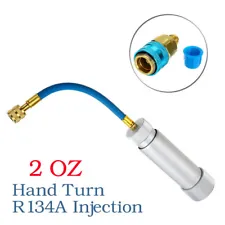 2 OZ Car AC System Oil & Dye Injector R134A Hand Turn Pump Olier Injection Tool
