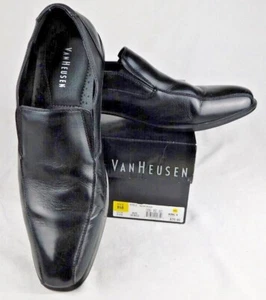 Neu mit Karton VanHeusen Barry schwarze Leder Slipper Schuhe 12 M Freizeit elegant - Bild 1 von 12