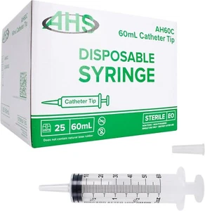60mL Catheter Tip Syringe, Sterile, Individually Wrapped, 25 Pack - Picture 1 of 7