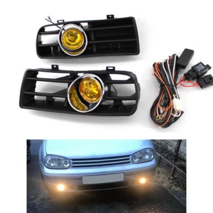 Front Bumper Grill Yellow Fog Light Grille for VW Golf MK4 1997-2003 1J0853666B - Picture 1 of 5