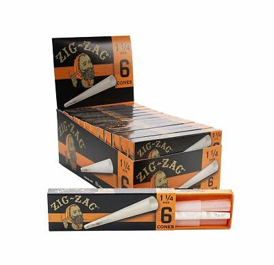 Zig-Zag 1 1/4 1.25 Cones - 12 PACKS - Rolling Pre Rolled Tips 6 Per Pack Zig Zag