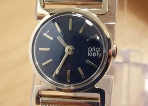 Ladies Gold Milanese Bracelet Orla Kiely Dark Blue Cecelia 4038 Dress Watch NEW - Picture 1 of 7