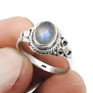 Labradorite Stone Cocktail Third Eye Chakra Anniversary Ring 925 Sterling Silver - Picture 1 of 9