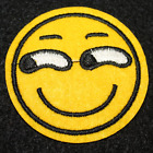 Side Eye Yellow Emoji Smile Face Cartoon Clothing Iron On Patch Decal Embroidery
