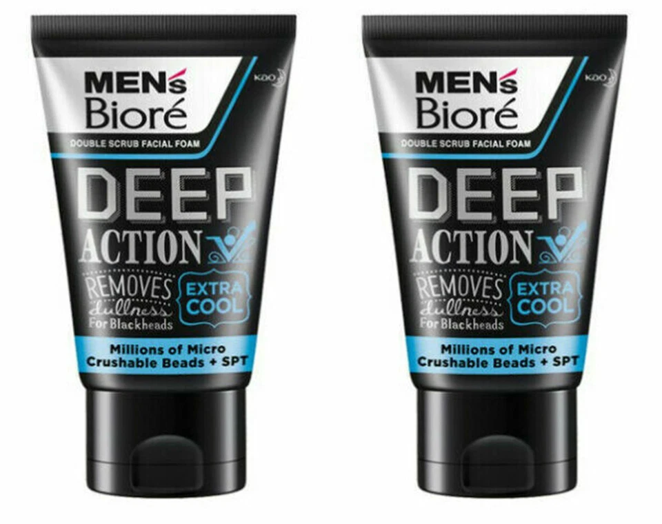 Biore Mens Facial Foam Deep Clean Extra Cool 100g X 3