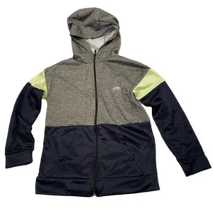 Hind Boys Large (12) Zippered Hoodie Sweatshirt Gray/Lime/Navy Long Sleeve - Picture 1 of 14