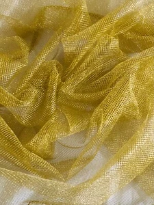 1 Meter Gold Sparkly Metallic Fish Net Chain Mail Fabric 58” Wide Mesh - Picture 1 of 5