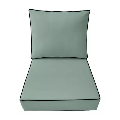 SOLO FUNDA - Funda de almohada de respaldo de asiento profundo para exteriores con ribete de tubería en contraste grande-AD002 Foto 1 de 4