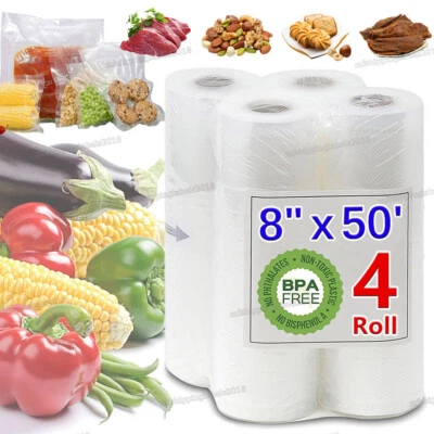 8"x50' Vacuum Sealer Bags Embossed Food Saver Magic Seal Storage 4 Mil BPA Free - Image 1 of 4