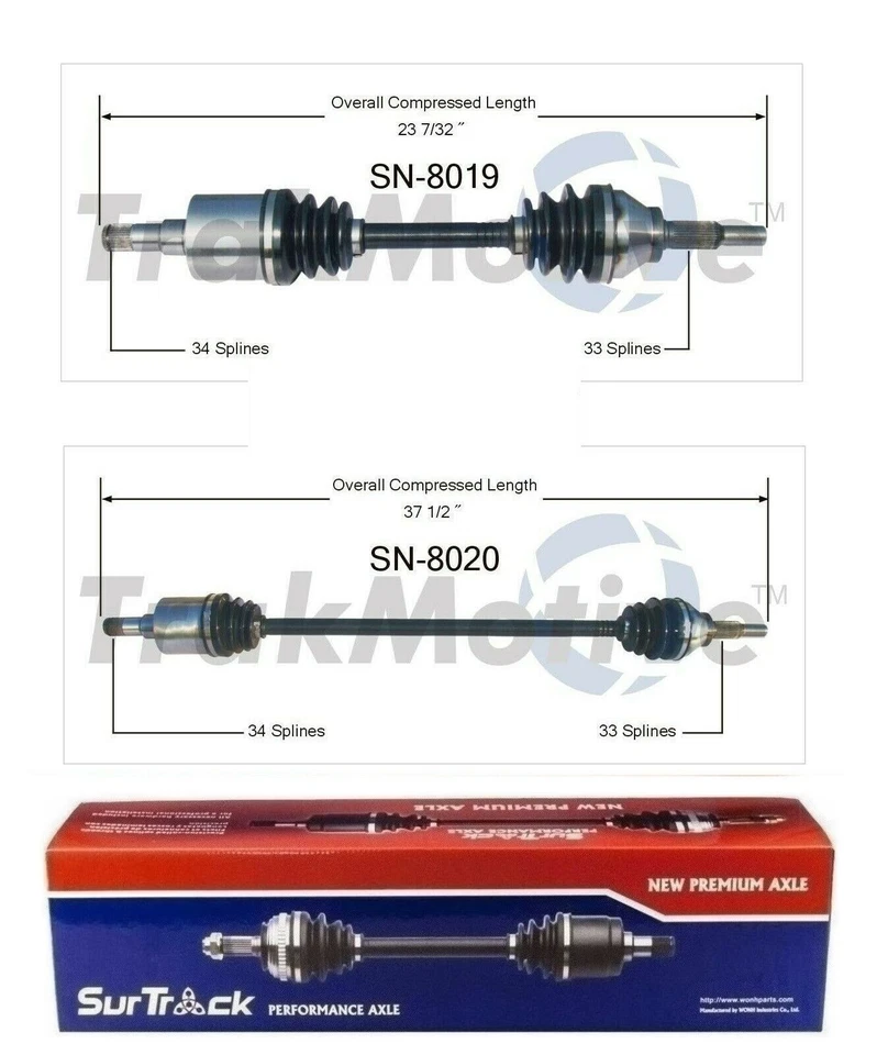 Juego SurTrack par de ejes delanteros CV para Saturn Ion 1 2 3 tracción delantera 03-07 2,2 L Foto 1 de 1