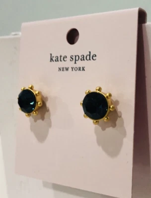 Pendientes Kate Spade Color Volador Zafiro Azul Bisel Tachuelas Montana Nuevos + Bolsa para el Polvo Foto 1 de 4