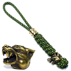2pcs Knife Lanyard With Brass Wolf Bead Tactical Lanyards Backpack Zippers - Picture 1 of 5