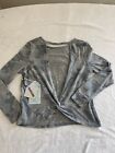 Sweet And Sinful Open Front Cardigan Sz Medium Detail In Front Gray Camo NEW