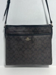 🔥 Coach F58297 Signature File Bag Crossbody black brown signature c - Picture 1 of 23