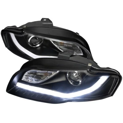 06-08 Faros Proyectores Audi A4 con Barra de Luz LED Estilo R8 Carcasa Negra Transparente Foto 1 de 4