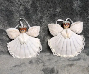2 Vintage Sea Shell Angel Ornaments  - Picture 1 of 4