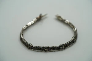 Vintage Sterlingsilber Markasiten Tennis Armband 7,25" x 6 mm - Bild 1 von 8