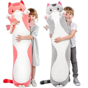 Peluche largo gato 5 tamaños, 120% relleno extra almohada corporal gigante para niños,... - Imagen 1 de 9